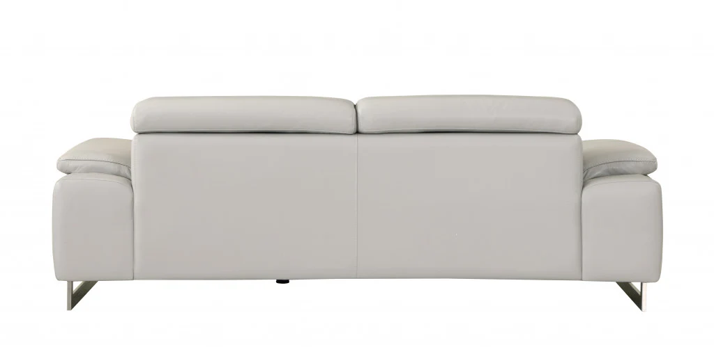 31" Tasteful Light Grey Leather Sofa By Homeroots - Image 3