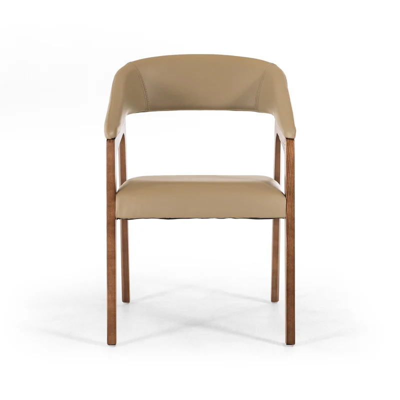 31' Taupe Leatherette And Walnut Wood Dining Chair By Homeroots - Image 2