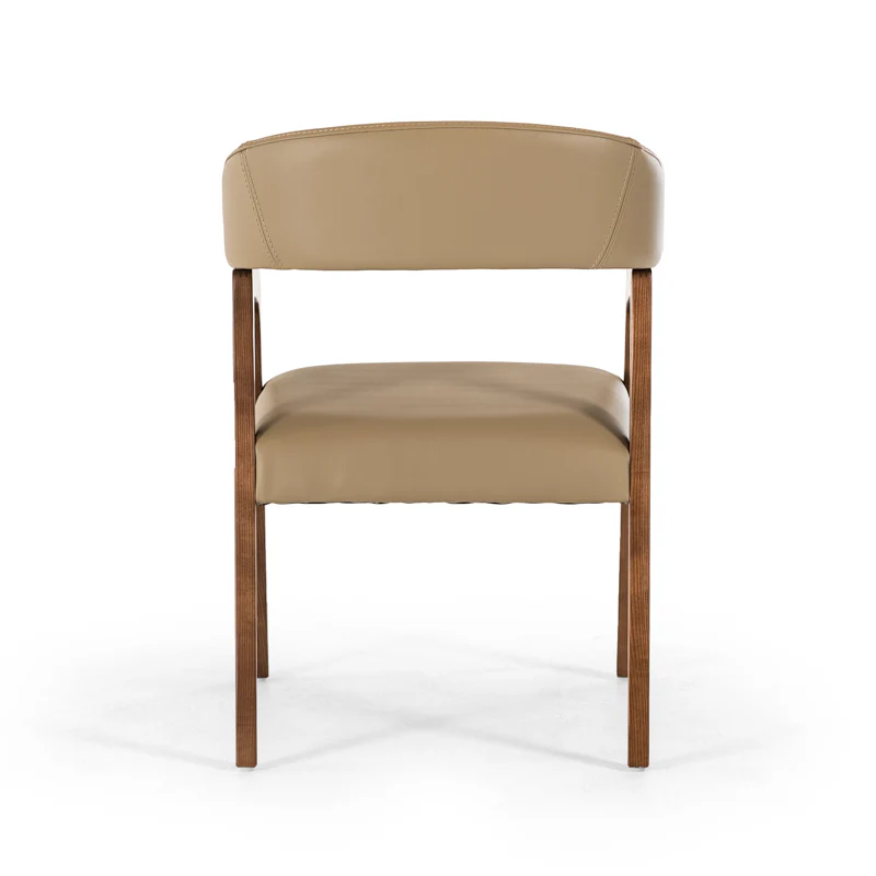 31' Taupe Leatherette And Walnut Wood Dining Chair By Homeroots - Image 3