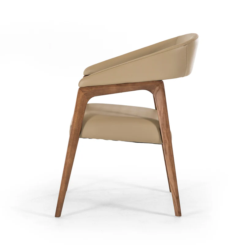31' Taupe Leatherette And Walnut Wood Dining Chair By Homeroots - Image 4
