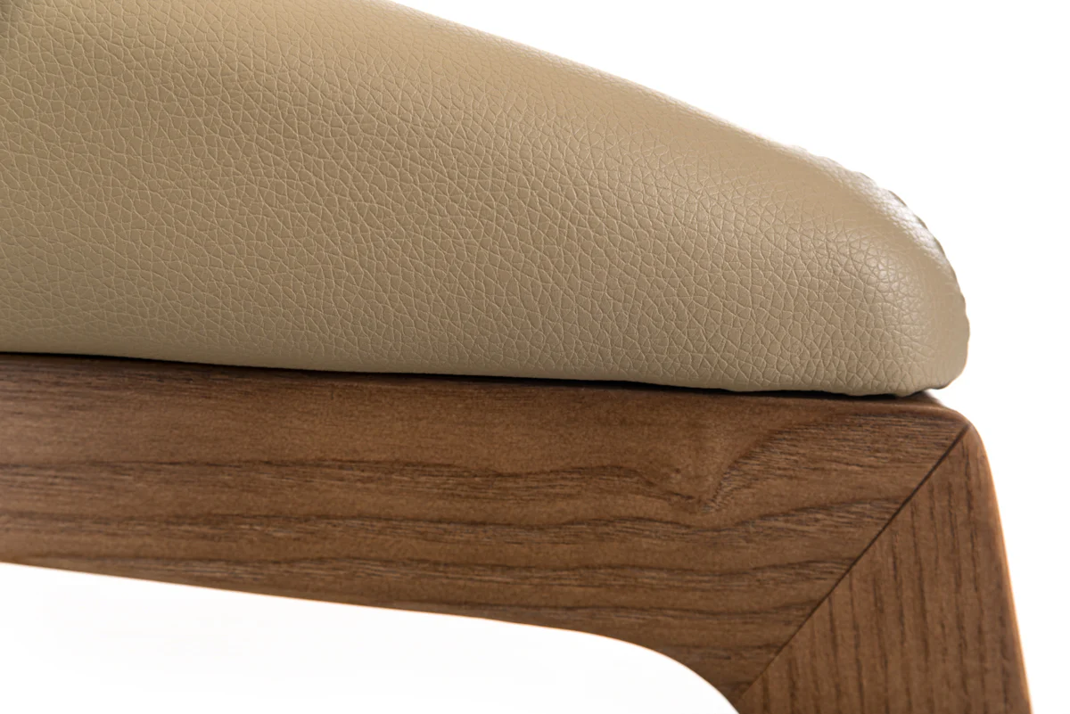 31' Taupe Leatherette And Walnut Wood Dining Chair By Homeroots - Image 5