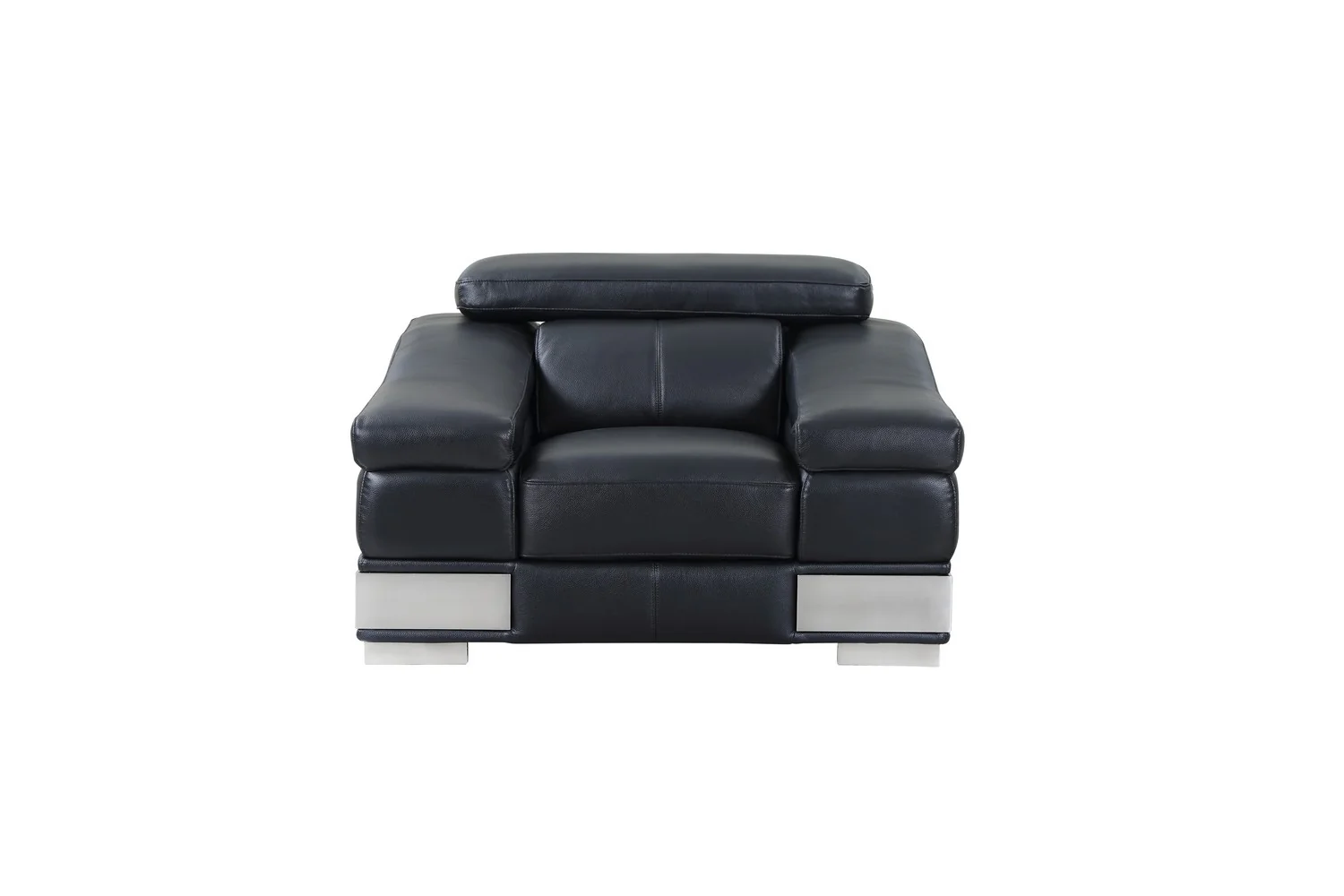 31" to 39" Black Modern Leather Chair By Homeroots - Image 2