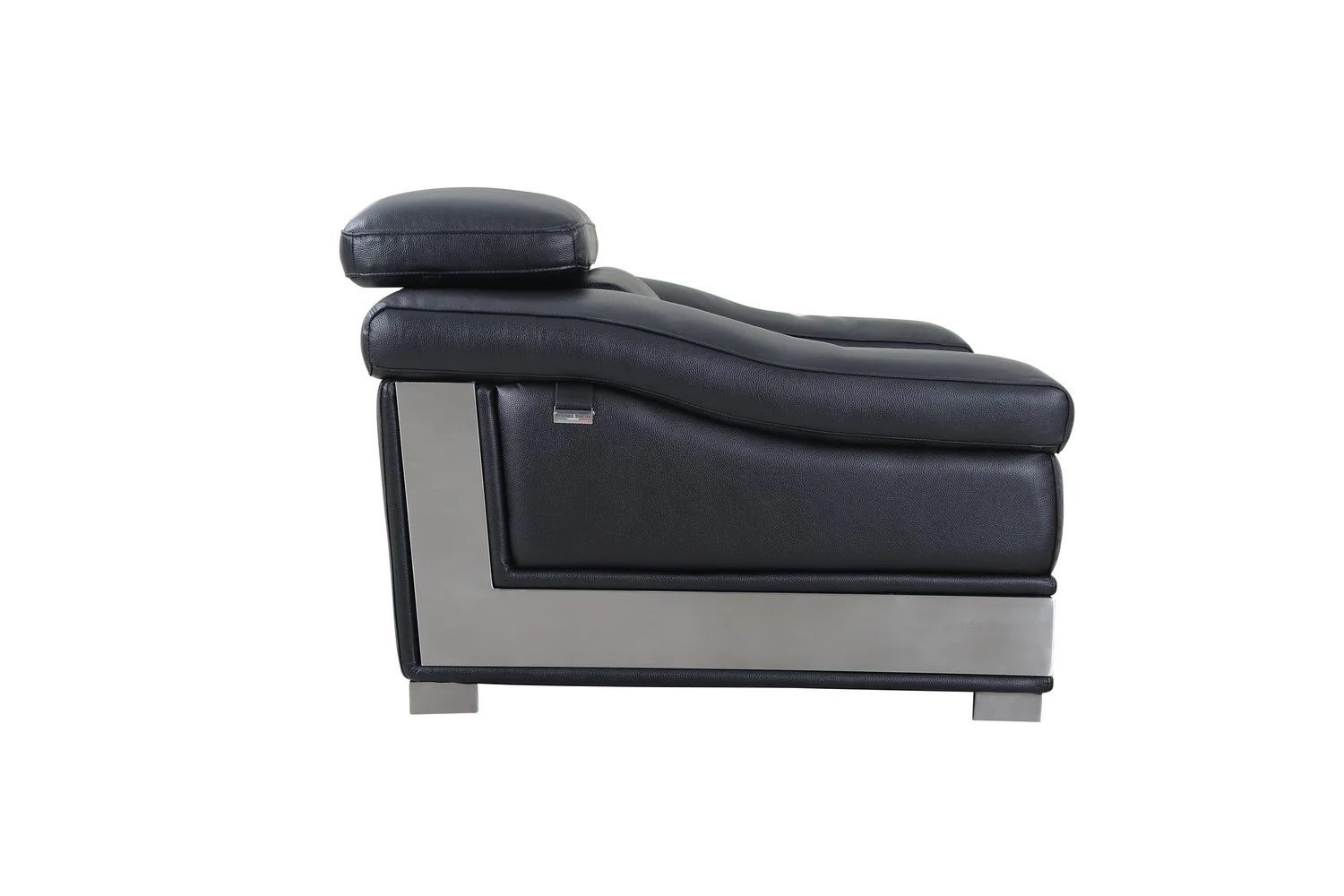 31" to 39" Black Modern Leather Chair By Homeroots - Image 3
