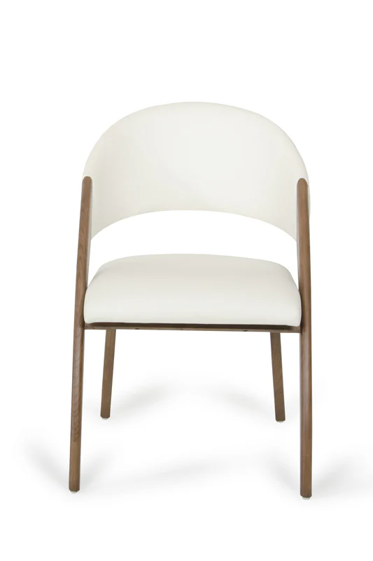 31' Walnut Wood And Cream Leatherette Dining Chair By Homeroots - Image 2