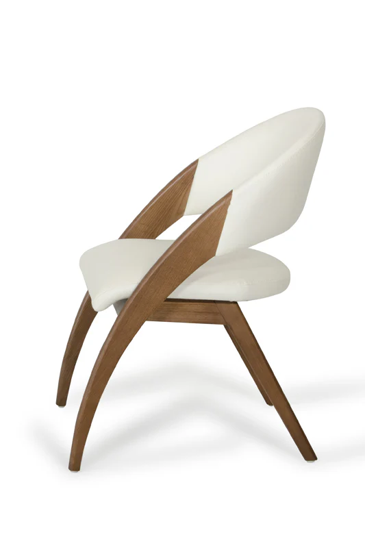 31' Walnut Wood And Cream Leatherette Dining Chair By Homeroots - Image 4