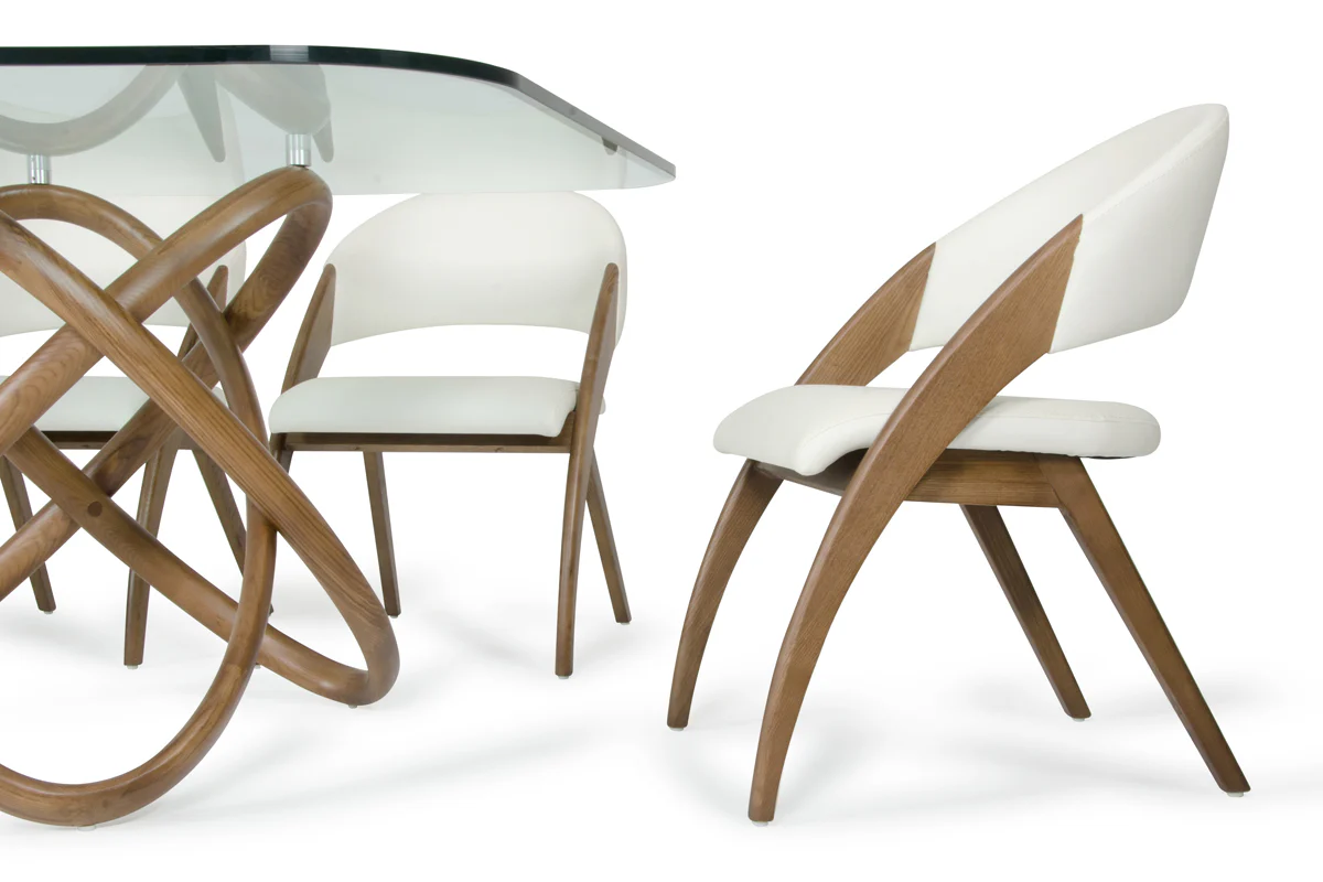 31' Walnut Wood And Cream Leatherette Dining Chair By Homeroots - Image 5