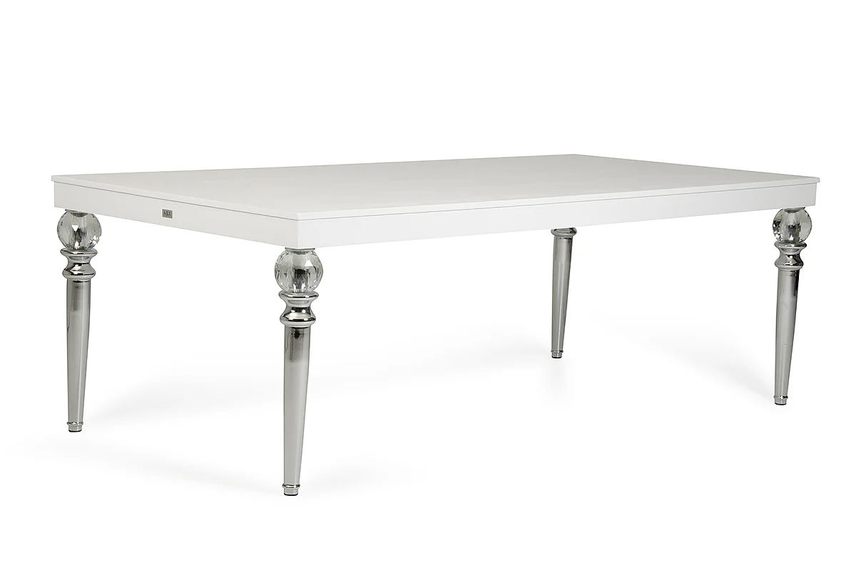 31' White Crocodile Dining Table With Crystal Clear Legs By Homeroots - Image 2
