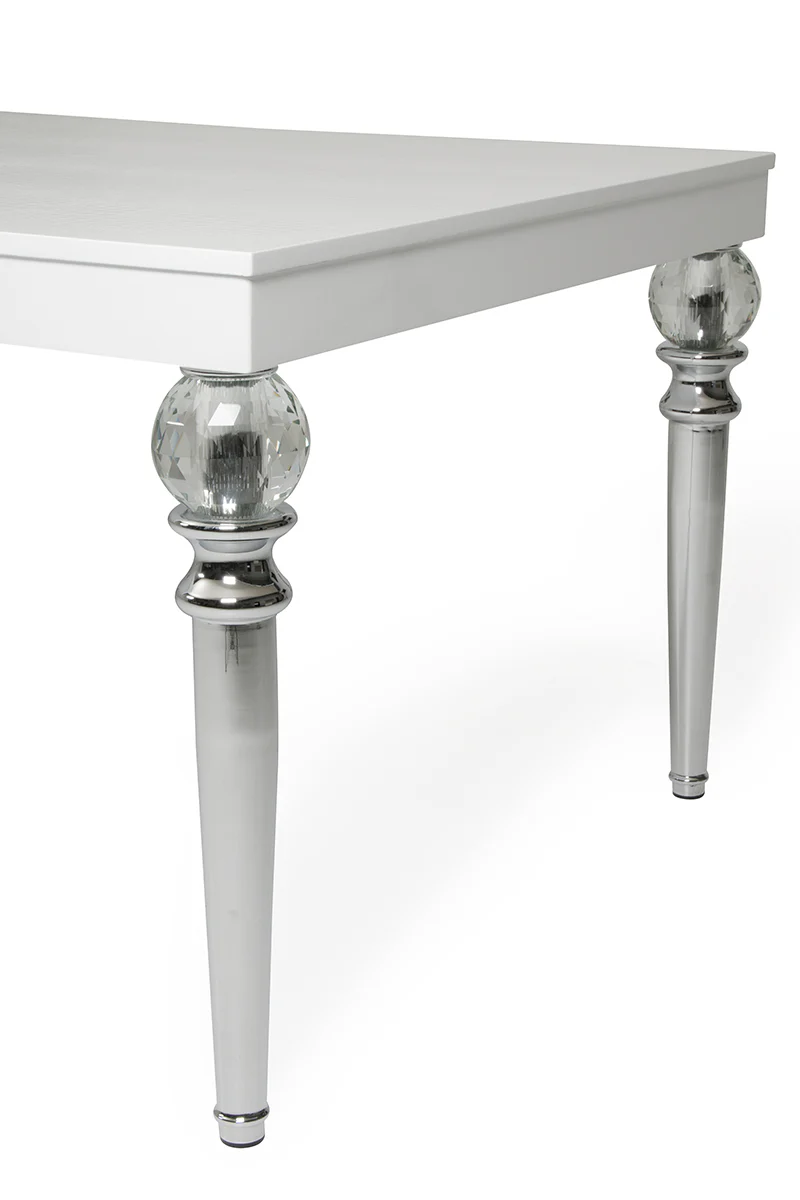 31' White Crocodile Dining Table With Crystal Clear Legs By Homeroots - Image 5
