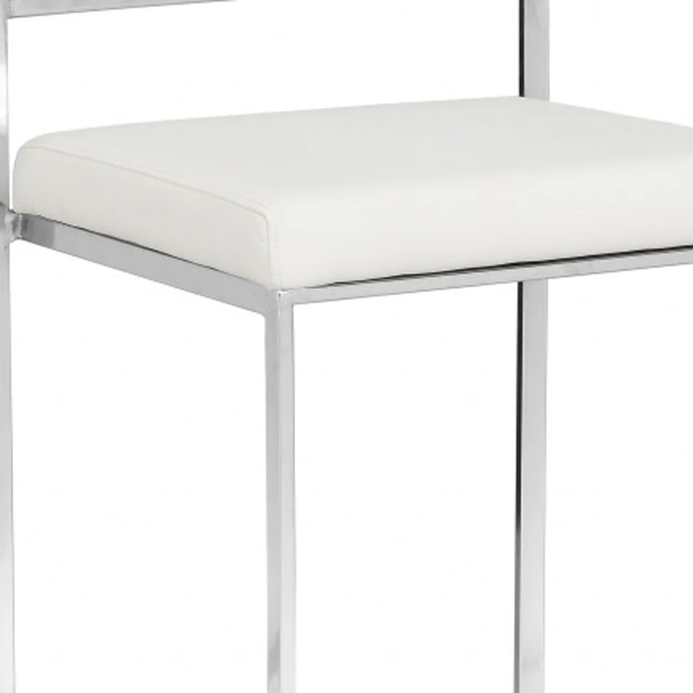 31" White Faux Leather And Solid Wood Low Back Bar Height Chair With Footrest By Homeroots - Image 3