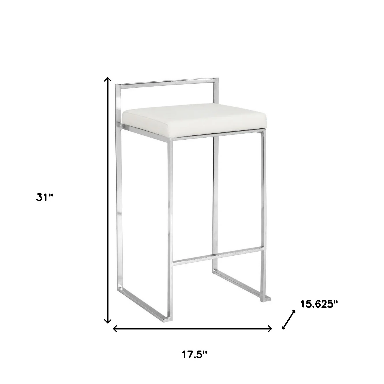 31" White Faux Leather And Solid Wood Low Back Bar Height Chair With Footrest By Homeroots - Image 5