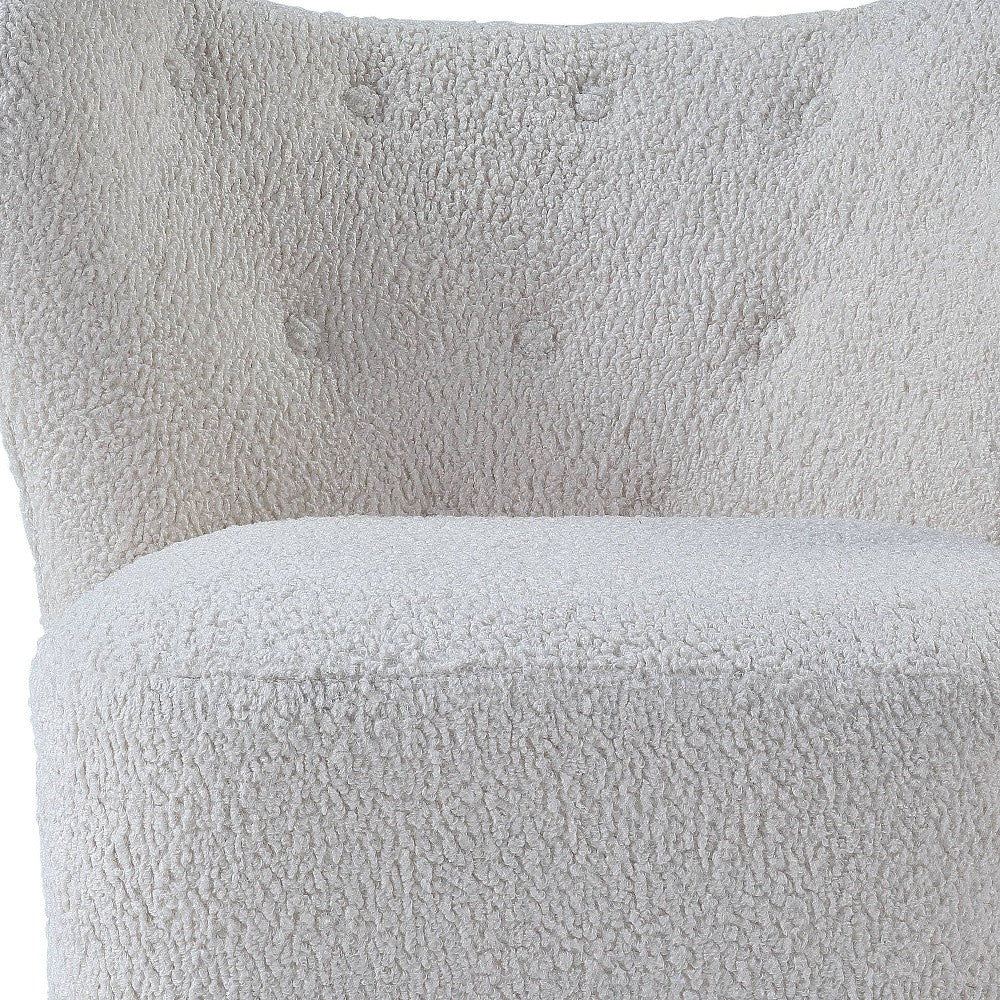 31" White Sherpa And Brown Polka Dots Wingback Chair By Homeroots - Image 5