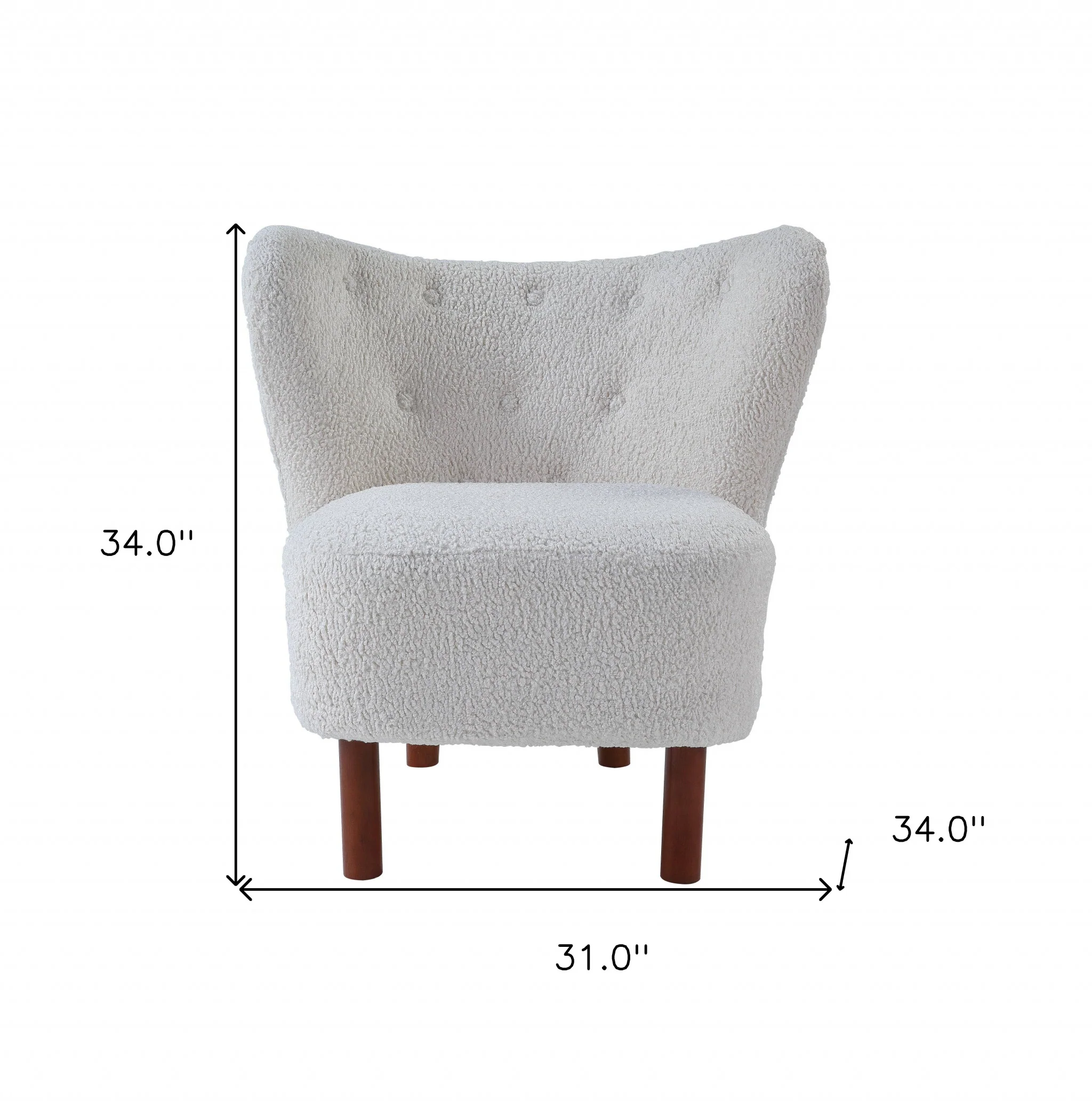 31" White Sherpa And Brown Polka Dots Wingback Chair By Homeroots - Image 6