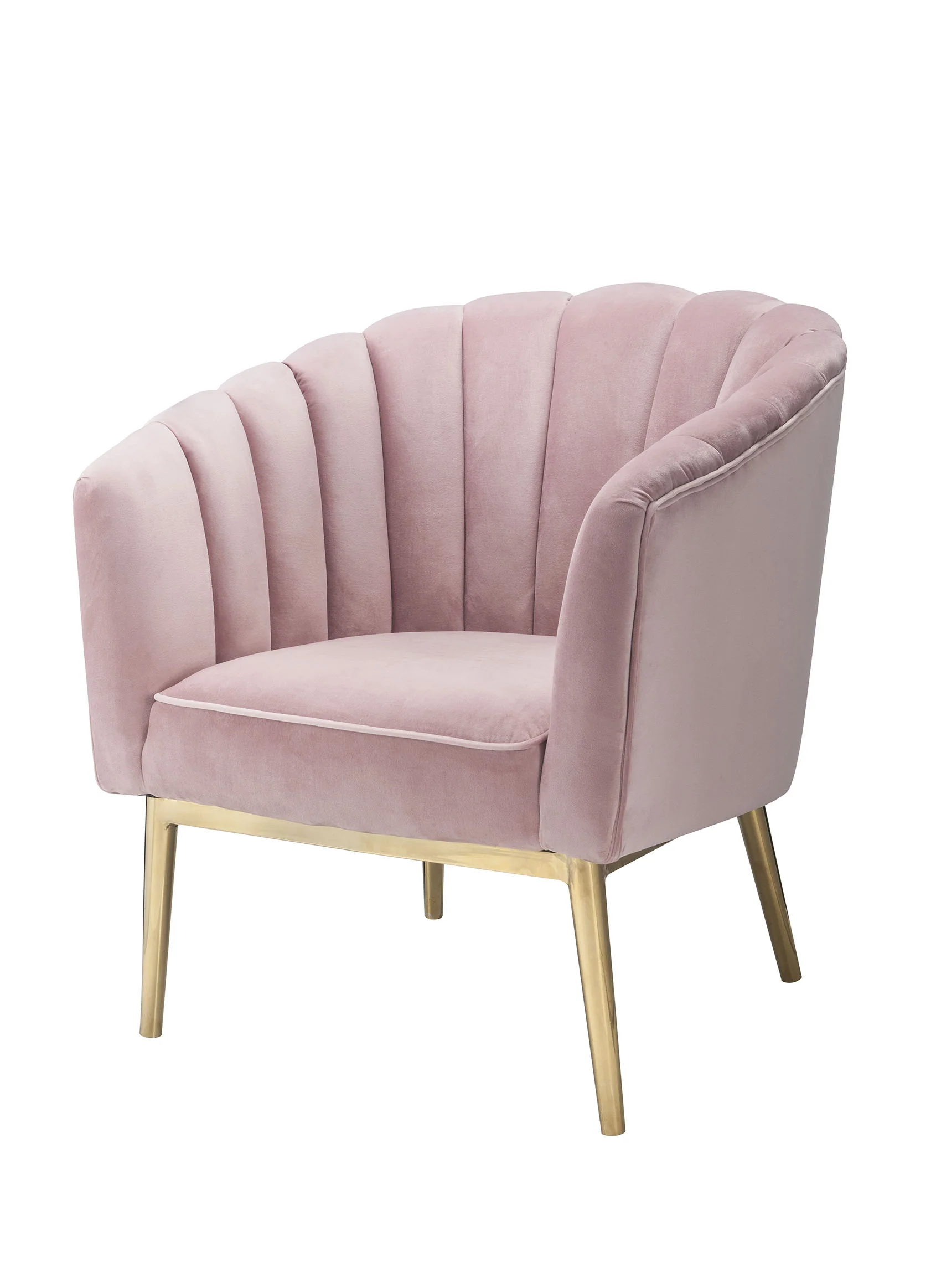 31' X 32' X 34' Pink Velvet Gold Upholstery Wood Accent Chair By Homeroots - Image 3