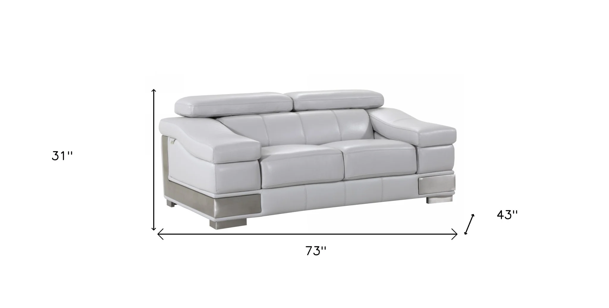 31to 39" Lovely Light Grey Loveseat By Homeroots - Image 4