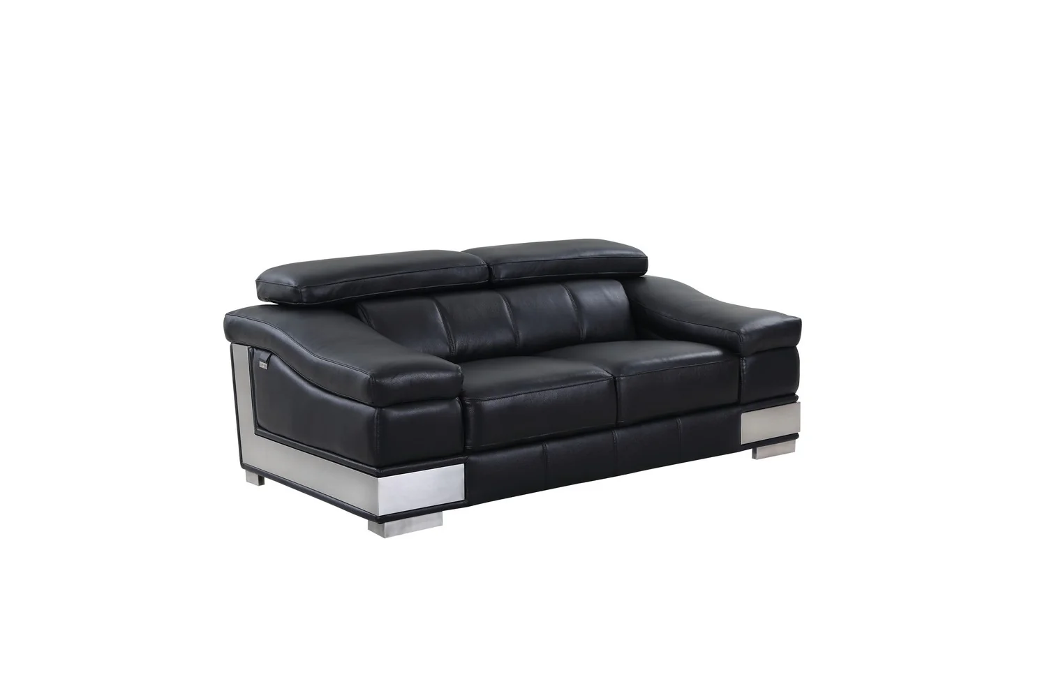 31to 39" Modern Black Leather Loveseat By Homeroots - Image 2