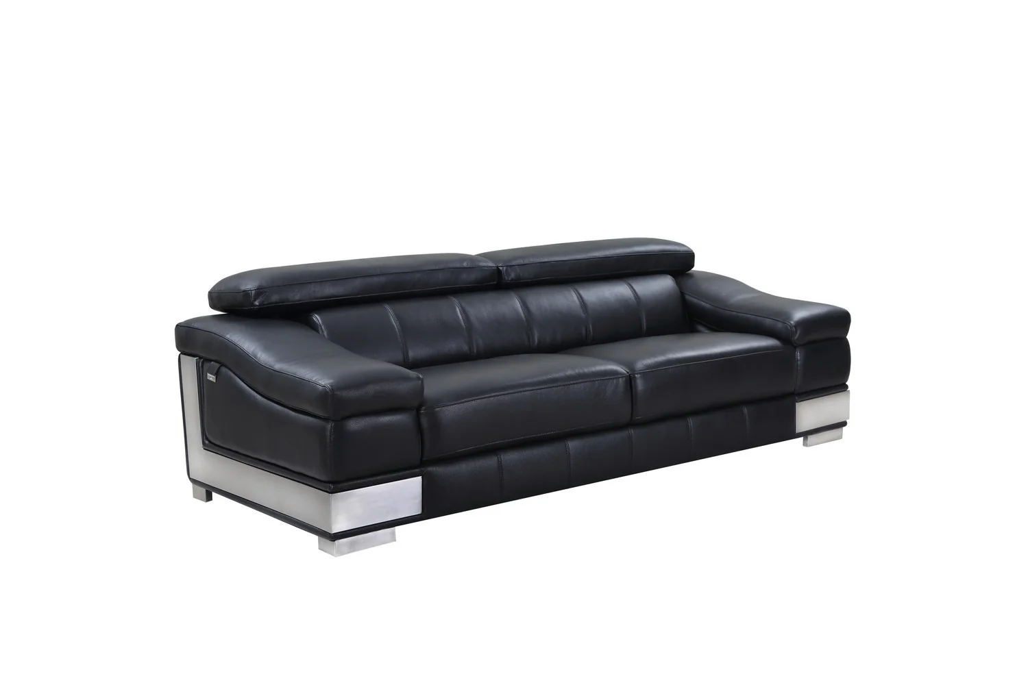 31to 39" Modern Black Leather Sofa By Homeroots - Image 2