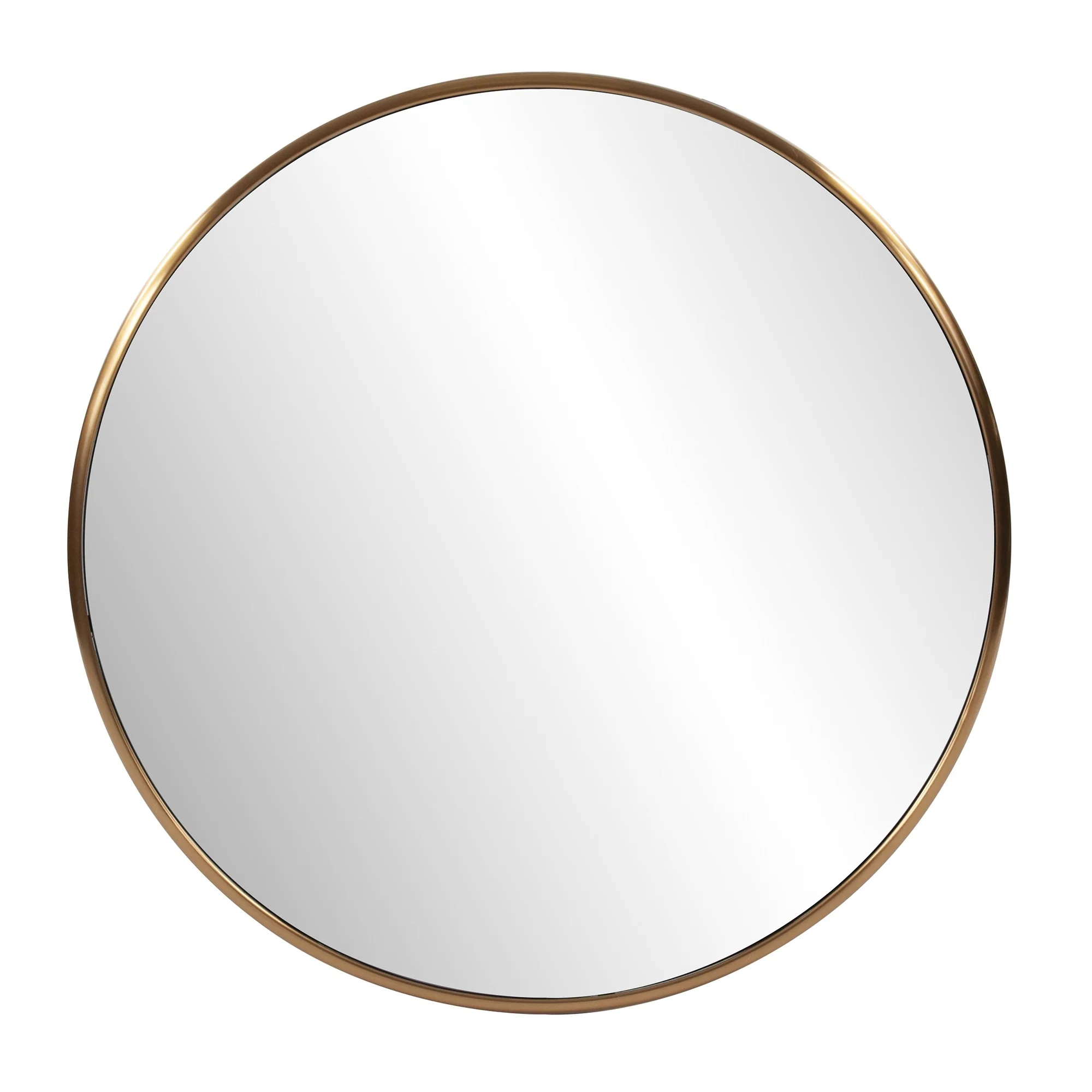 32" Antiqued Brushed Brass Round Wall Mirror By Homeroots - Image 2