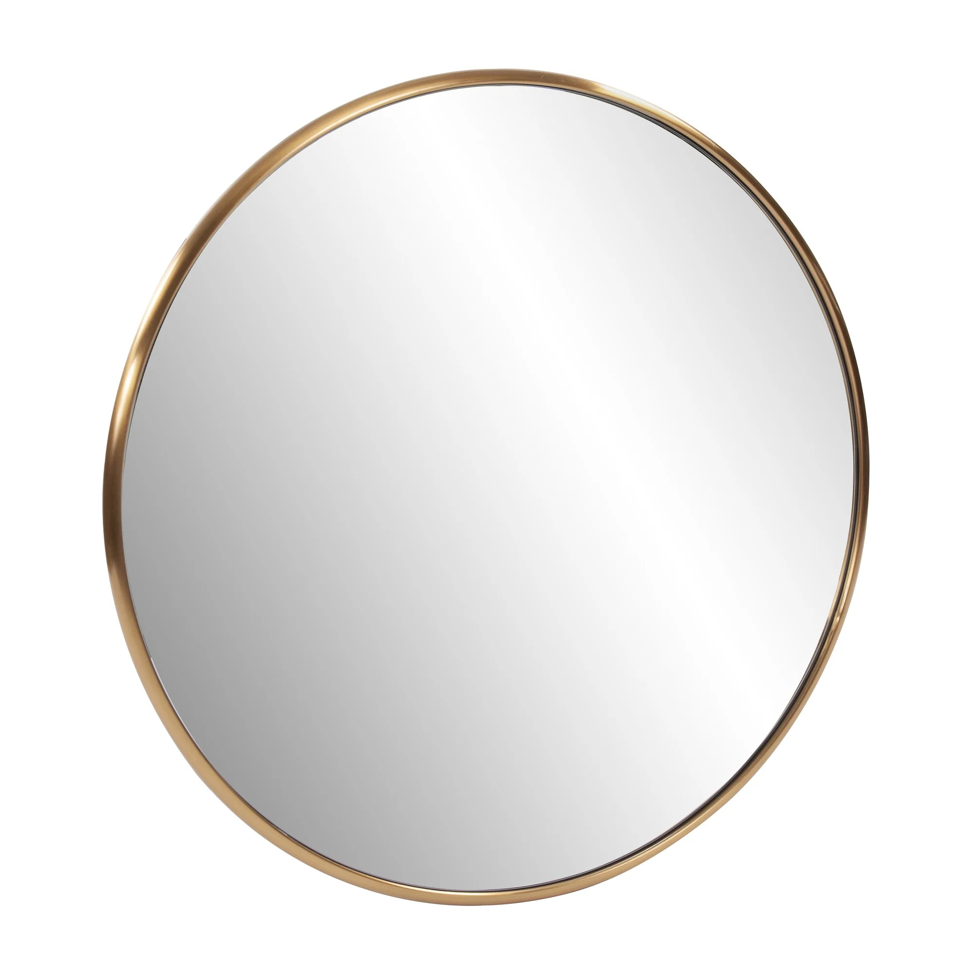 32" Antiqued Brushed Brass Round Wall Mirror By Homeroots - Image 3