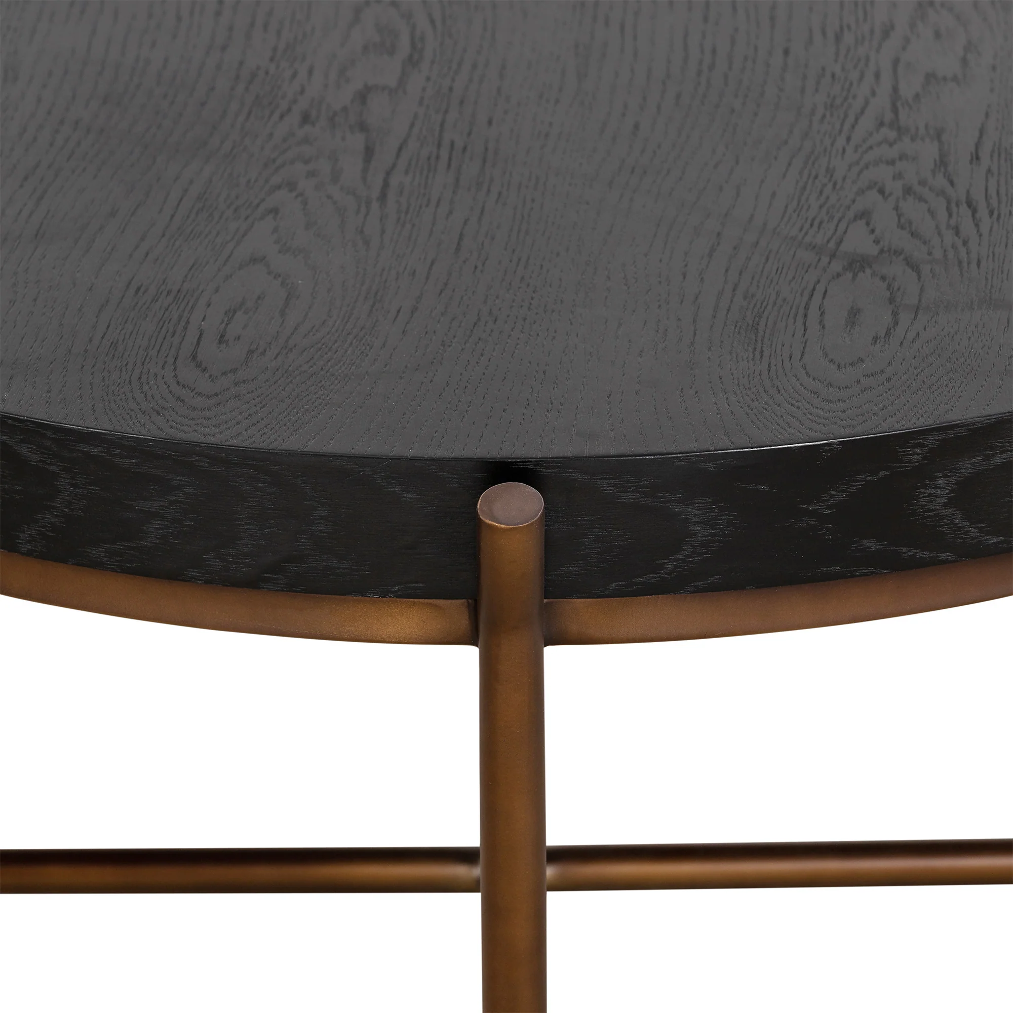32" Black And Brown Solid Wood Round Coffee Table By Homeroots - Image 5
