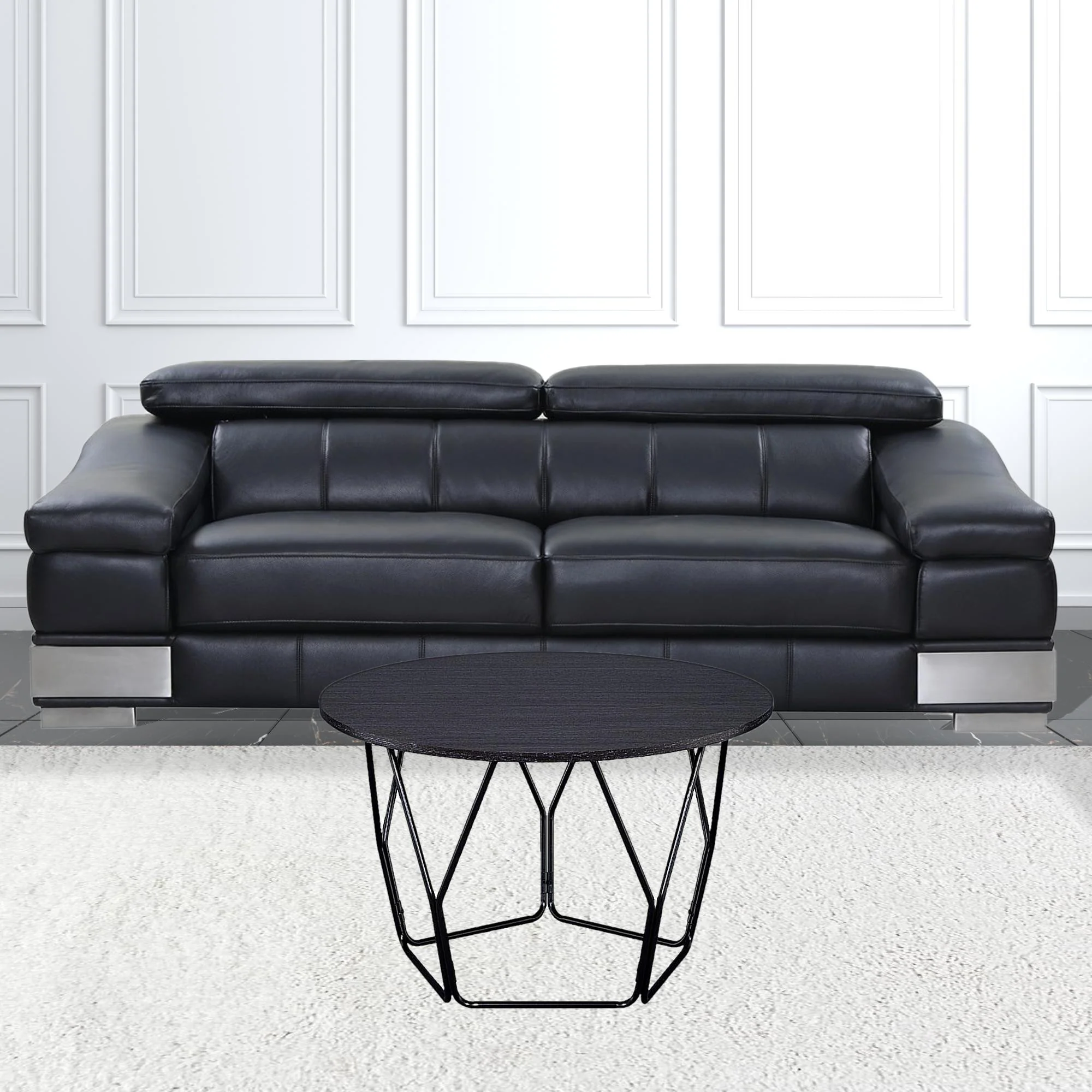 32" Black And Espresso Round Coffee Table By Homeroots - Image 2