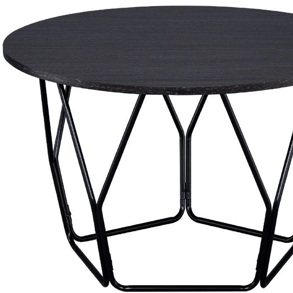 32" Black And Espresso Round Coffee Table By Homeroots - Image 4