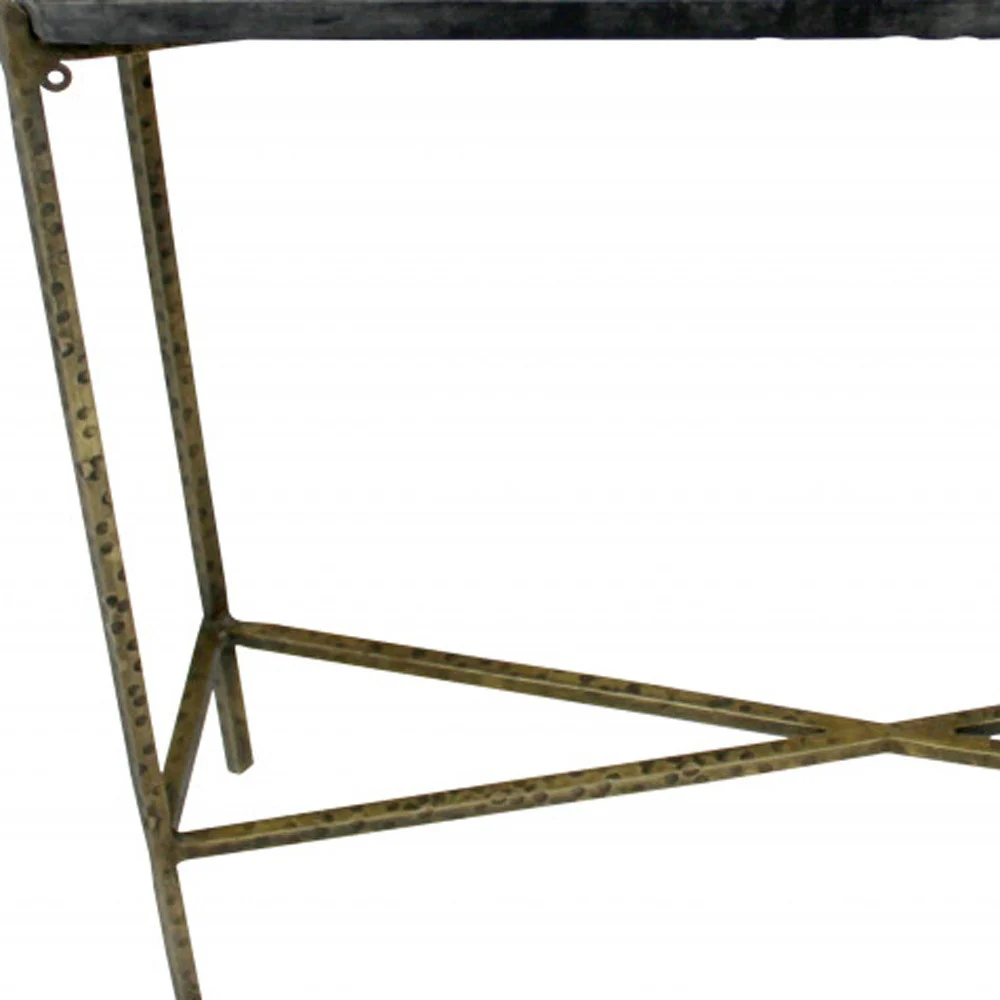 32" Black and Gold Stone Frame Console Table By Homeroots - Image 5