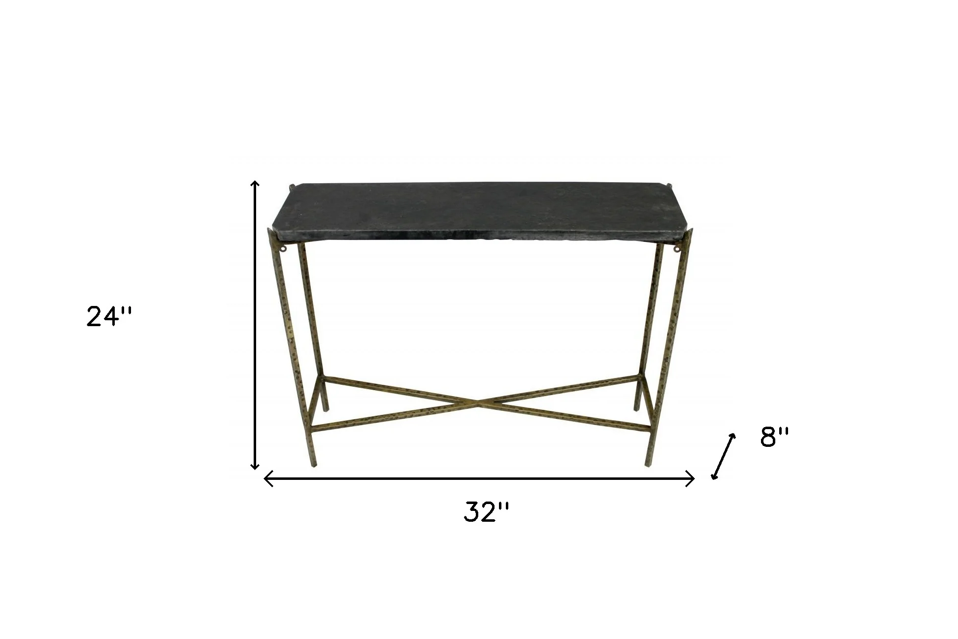 32" Black and Gold Stone Frame Console Table By Homeroots - Image 6