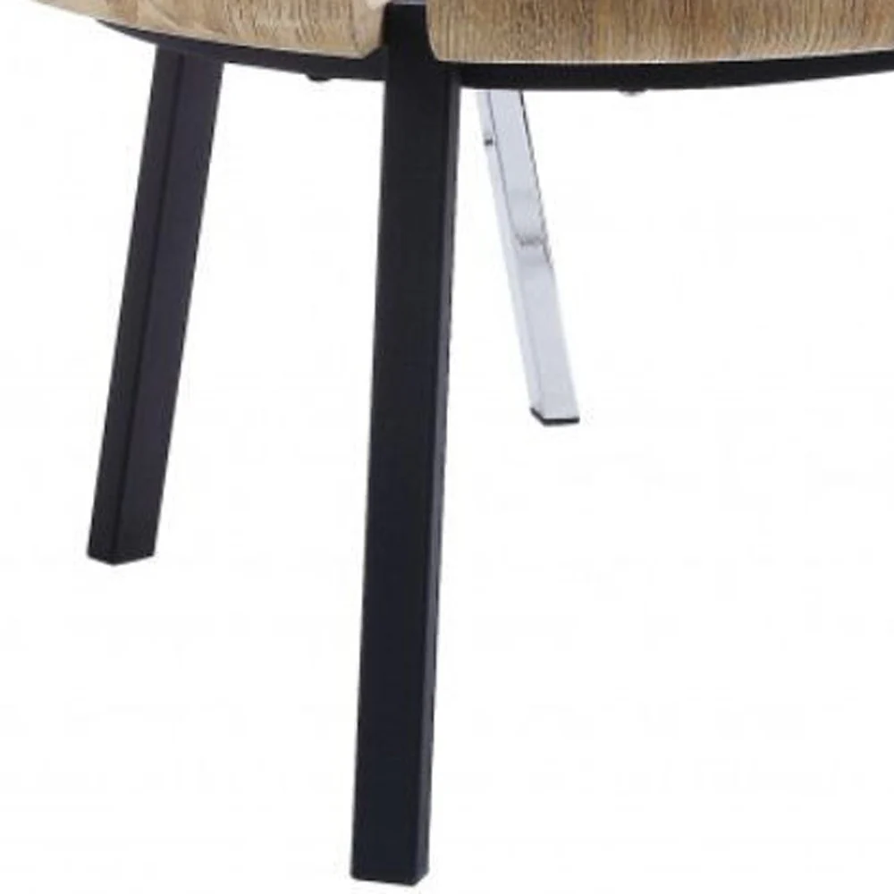32" Black And White And Natural Brown Paper Veneer Round Nested Coffee Tables By Homeroots - Image 5