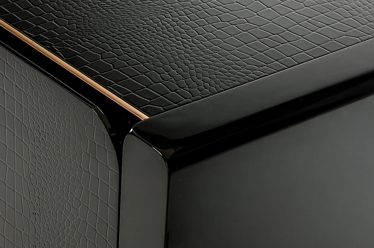 32' Black Crocodile And Rosegold Mdf Buffet By Homeroots - Image 3