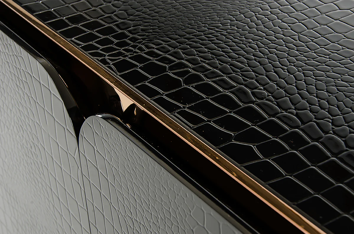32' Black Crocodile And Rosegold Mdf Buffet By Homeroots - Image 5