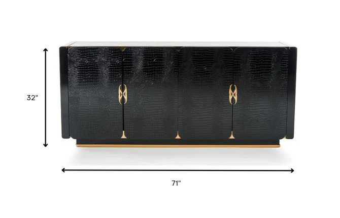 32' Black Crocodile And Rosegold Mdf Buffet By Homeroots - Image 6