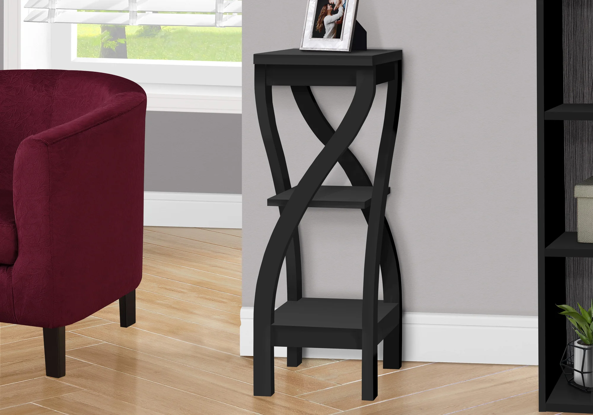 32" Black End Table With Two Shelves By Homeroots - Image 6