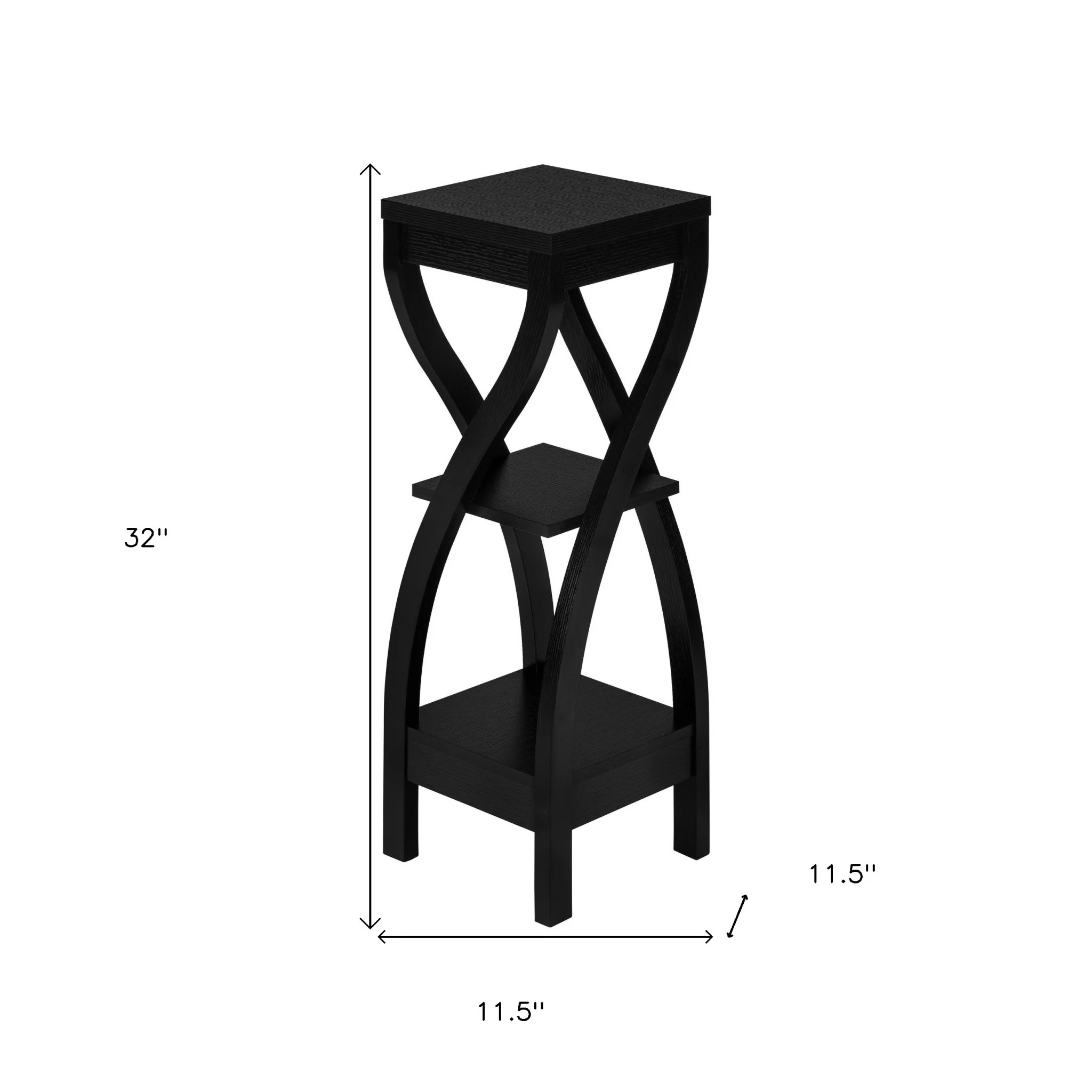 32" Black End Table With Two Shelves By Homeroots - Image 8