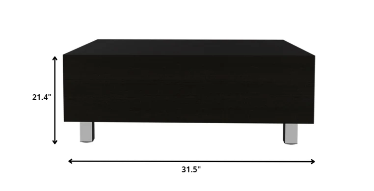 32" Black Manufactured Wood Rectangular Lift Top Coffee Table With Drawer And Shelf By Homeroots - Image 4