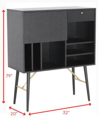 32' Black Mdf And Glass Buffet By Homeroots - Image 2