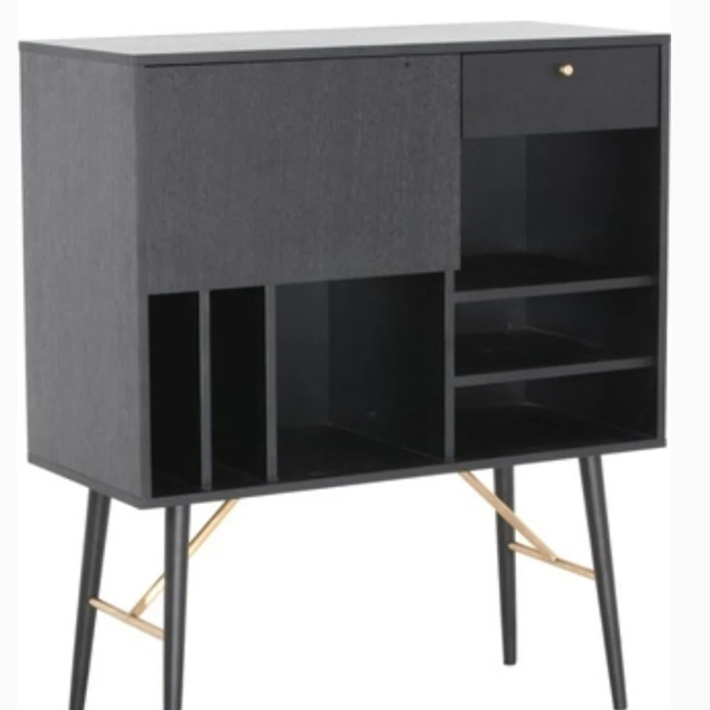 32' Black Mdf And Glass Buffet By Homeroots - Image 4