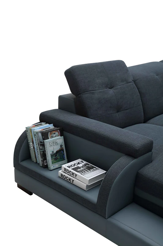 32' Bonded Leather Fabric and Wood Sectional Sofa By Homeroots - Image 4