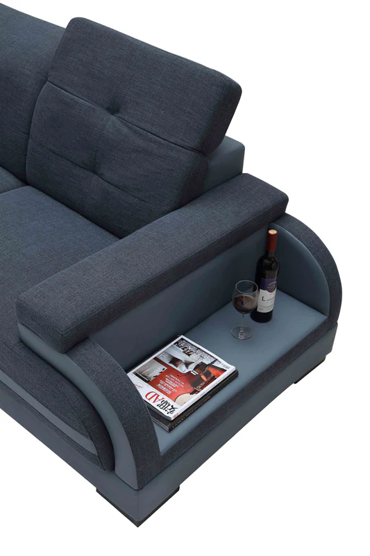 32' Bonded Leather Fabric and Wood Sectional Sofa By Homeroots - Image 5