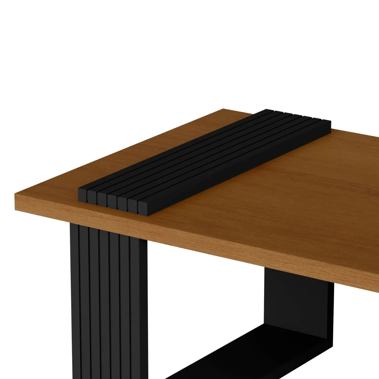 32" Brown And Black Manufactured Wood Rectangular Coffee Table By Homeroots - Image 2