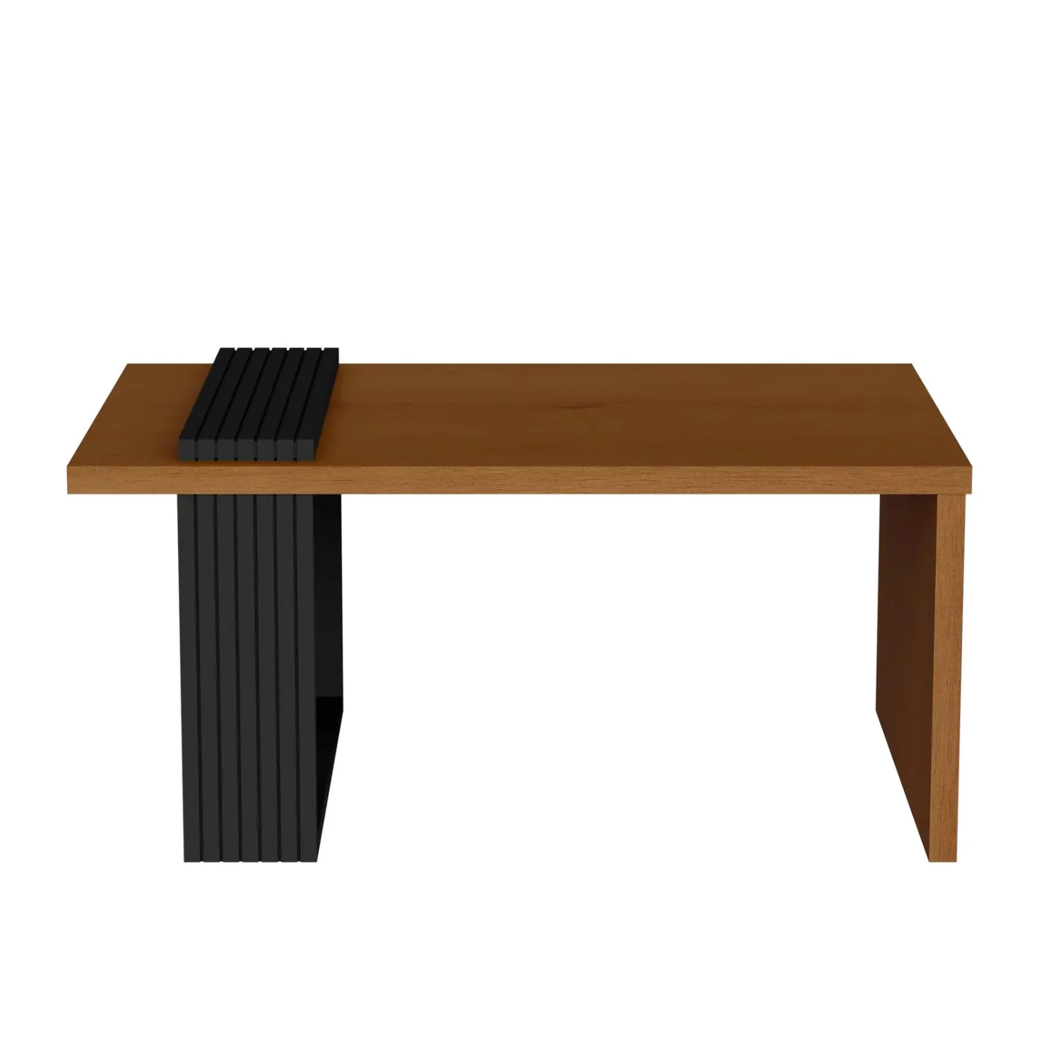 32" Brown And Black Manufactured Wood Rectangular Coffee Table By Homeroots - Image 3