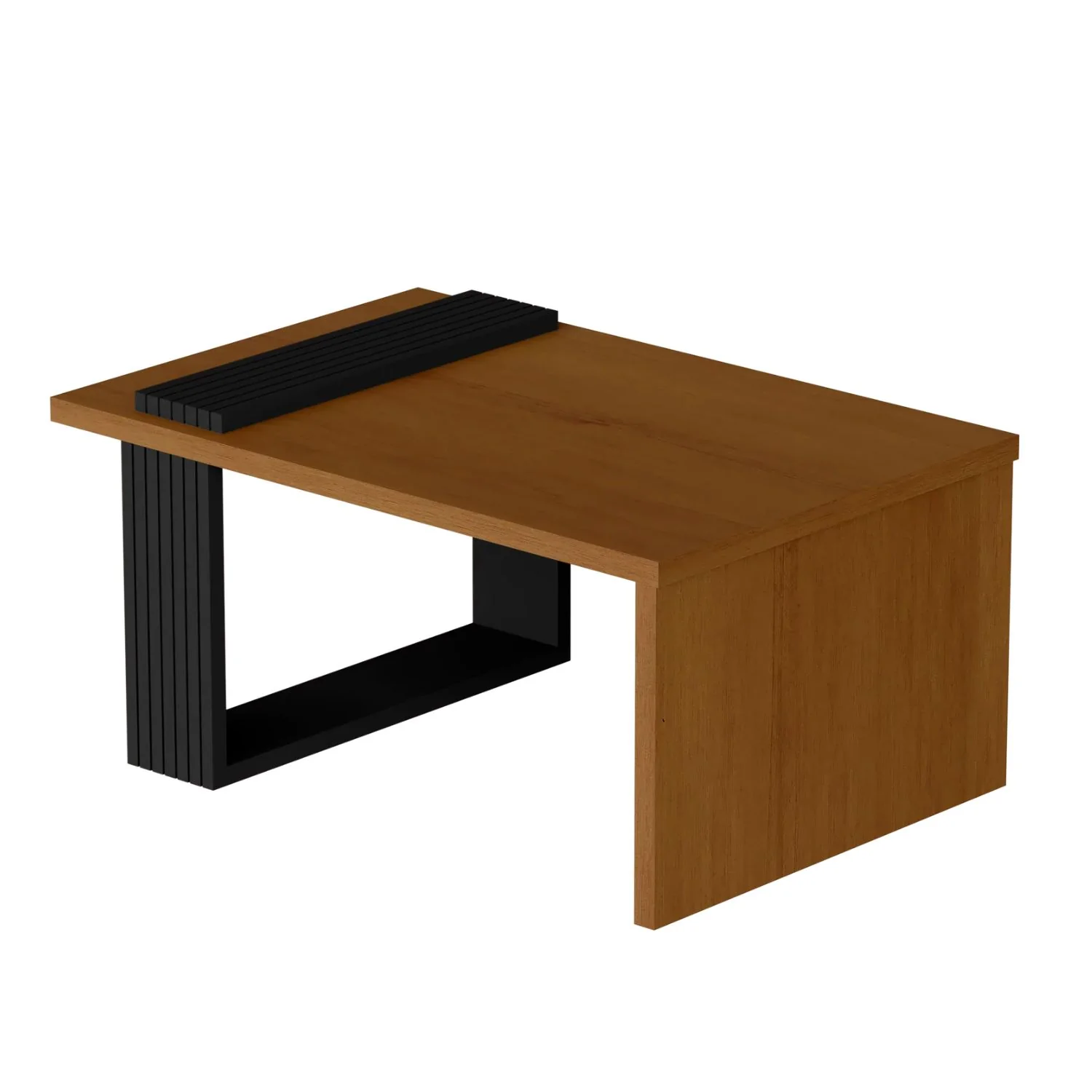 32" Brown And Black Manufactured Wood Rectangular Coffee Table By Homeroots - Image 4