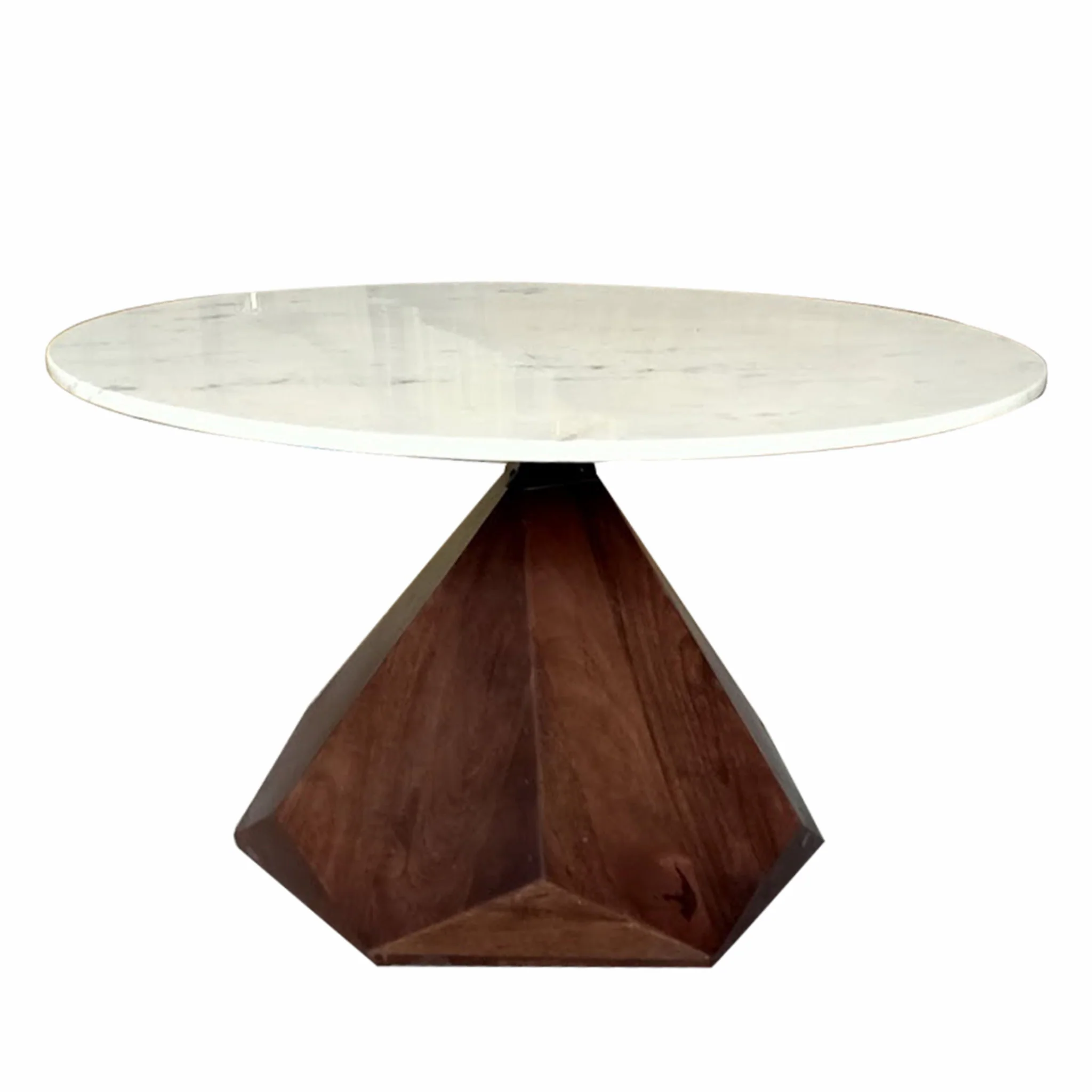 32" Brown And White Solid Wood and Marble Geo Coffee Table By Homeroots - Image 2