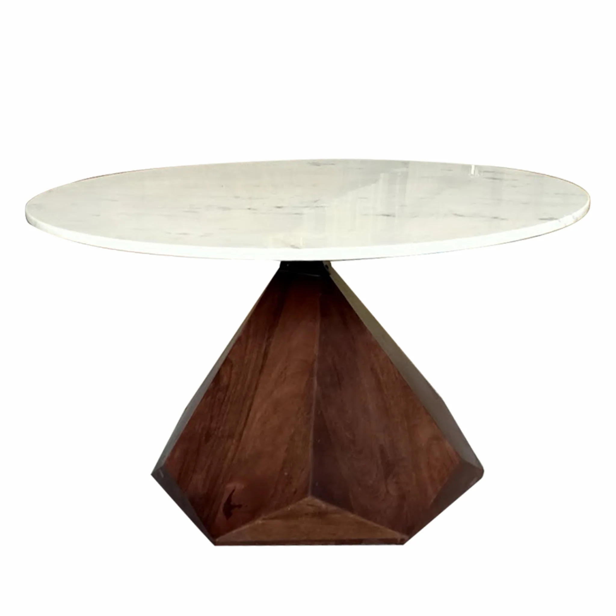 32" Brown And White Solid Wood and Marble Geo Coffee Table By Homeroots - Image 4