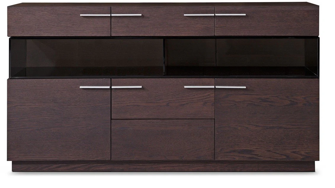 32' Brown Veneer And Glass Buffet By Homeroots - Image 3