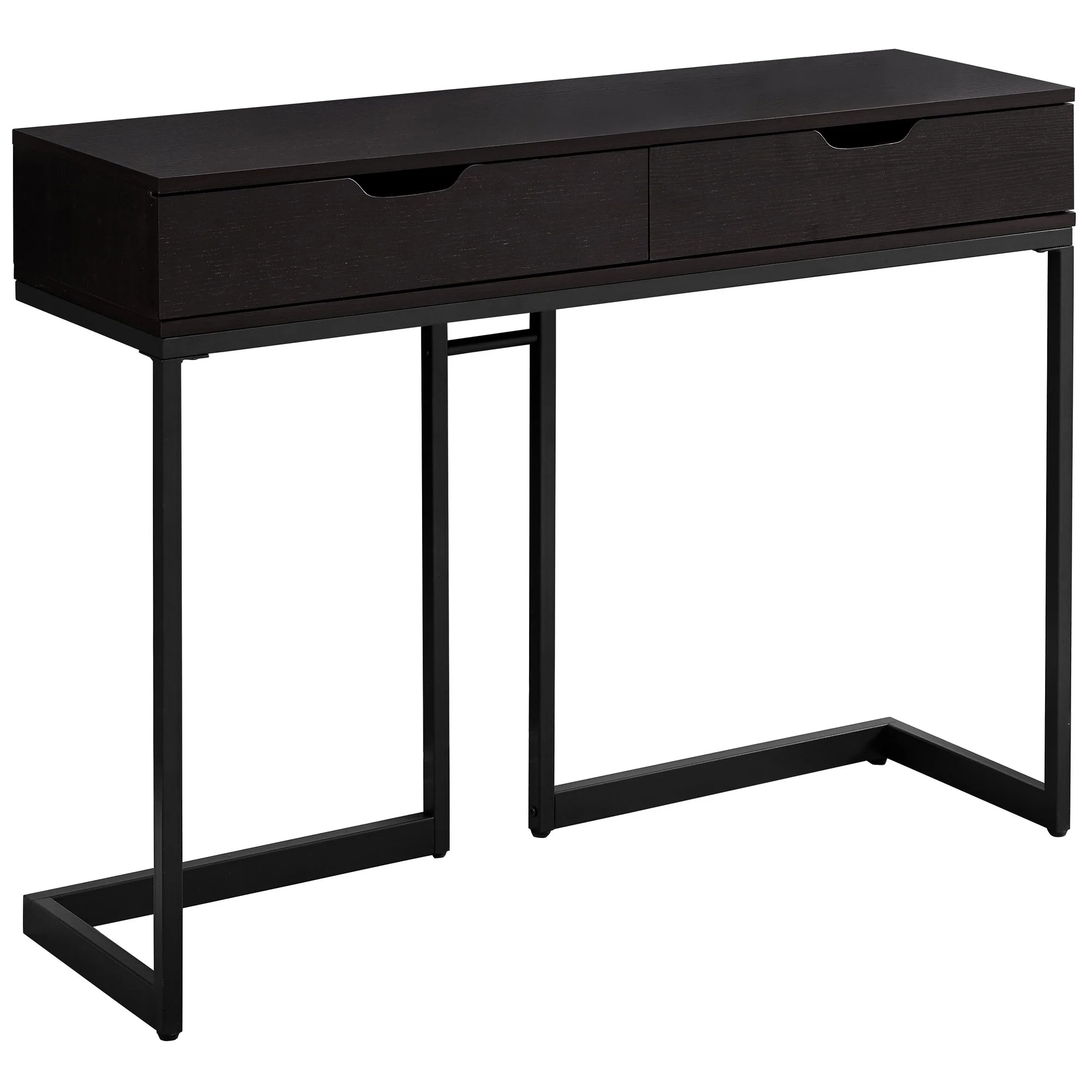 32" Cappuccino Finish and Black Metal Accent Table By Homeroots - Image 2