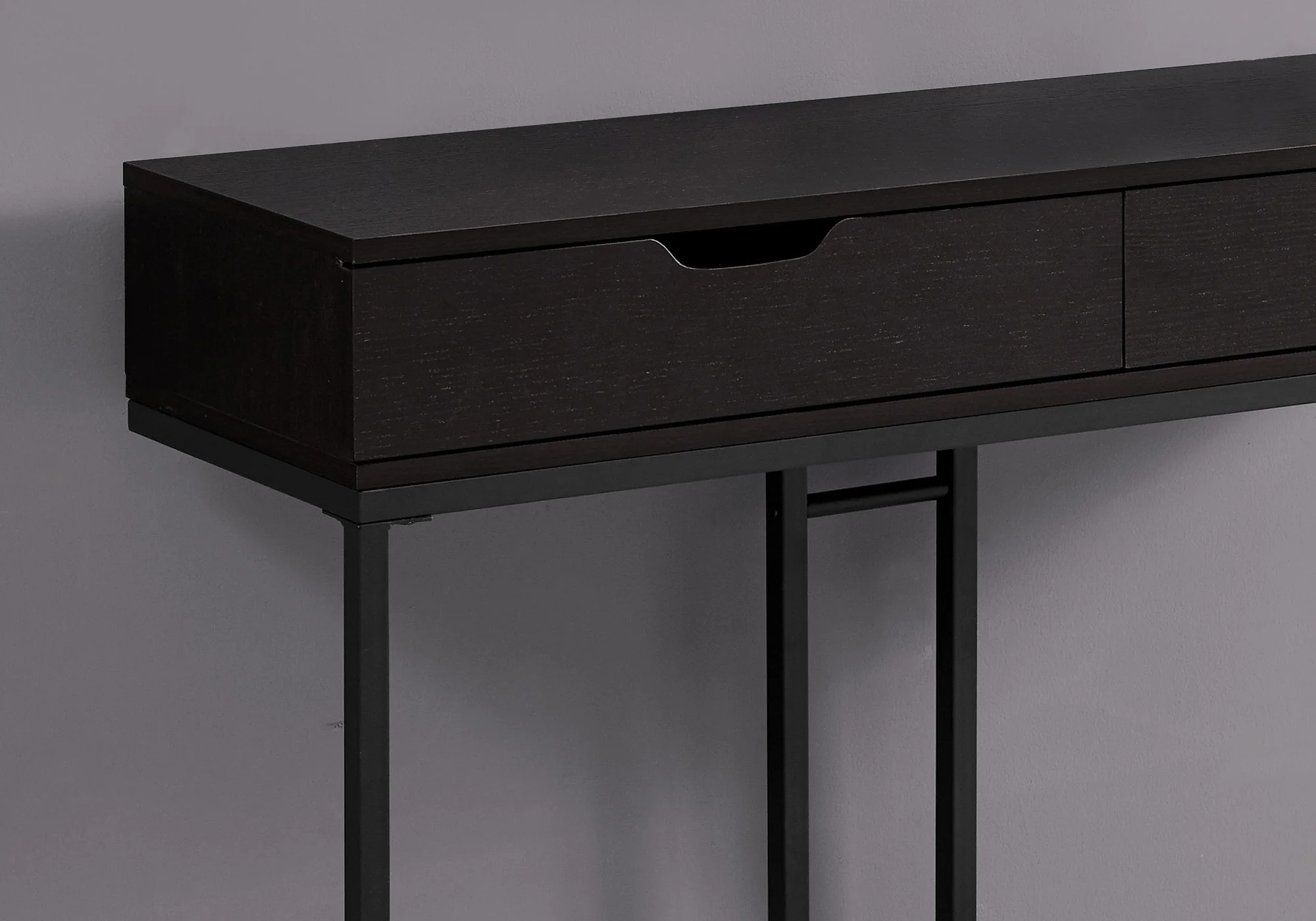 32" Cappuccino Finish and Black Metal Accent Table By Homeroots - Image 3