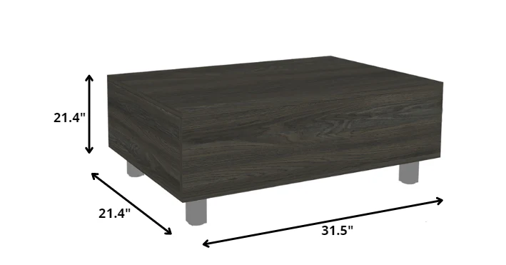 32" Carbon Espresso Manufactured Wood Rectangular Lift Top Coffee Table With Drawer And Shelf By Homeroots - Image 4