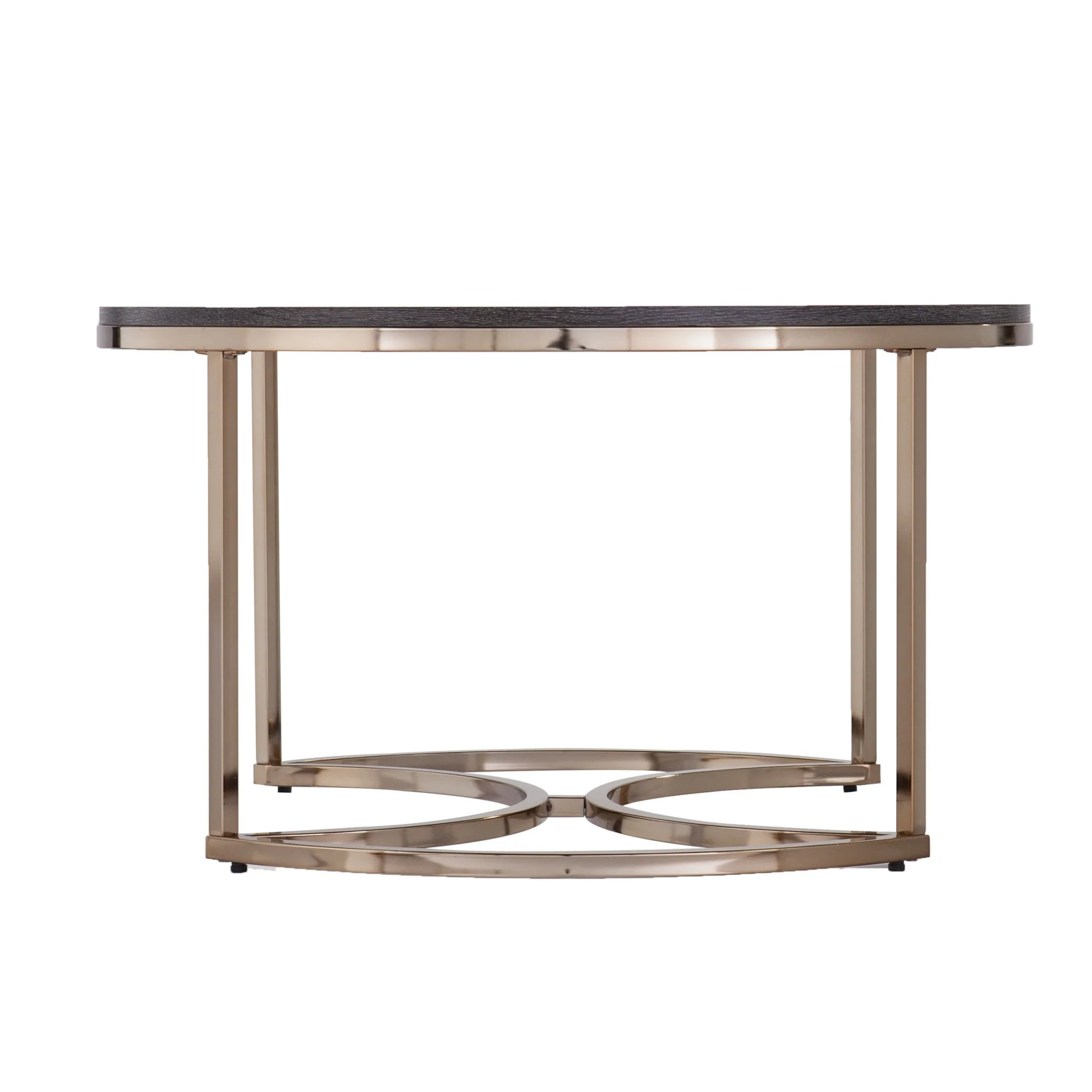 32" Champagne And Charcoal Manufactured Wood And Metal With Iron Round Coffee Table By Homeroots - Image 3