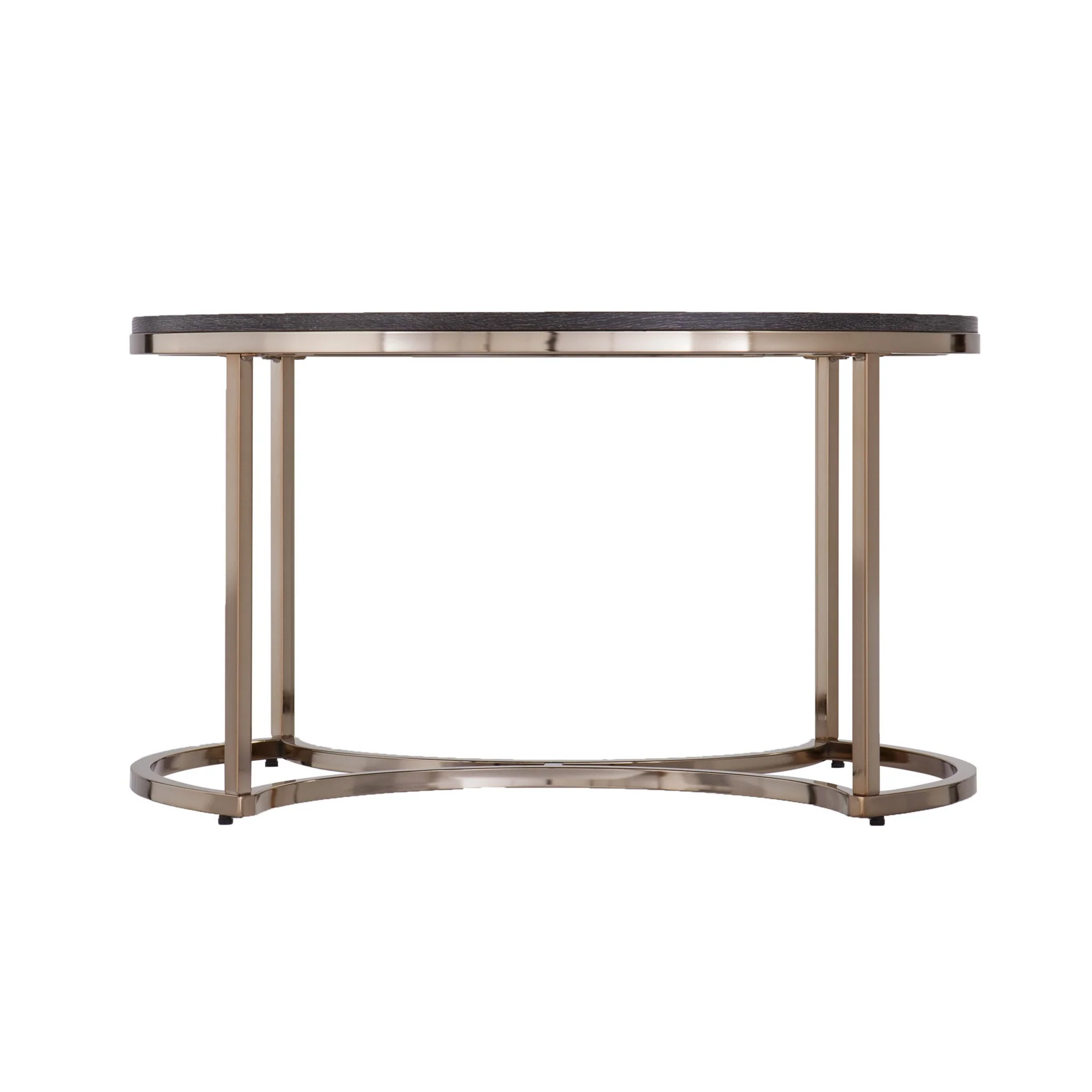 32" Champagne And Charcoal Manufactured Wood And Metal With Iron Round Coffee Table By Homeroots - Image 5