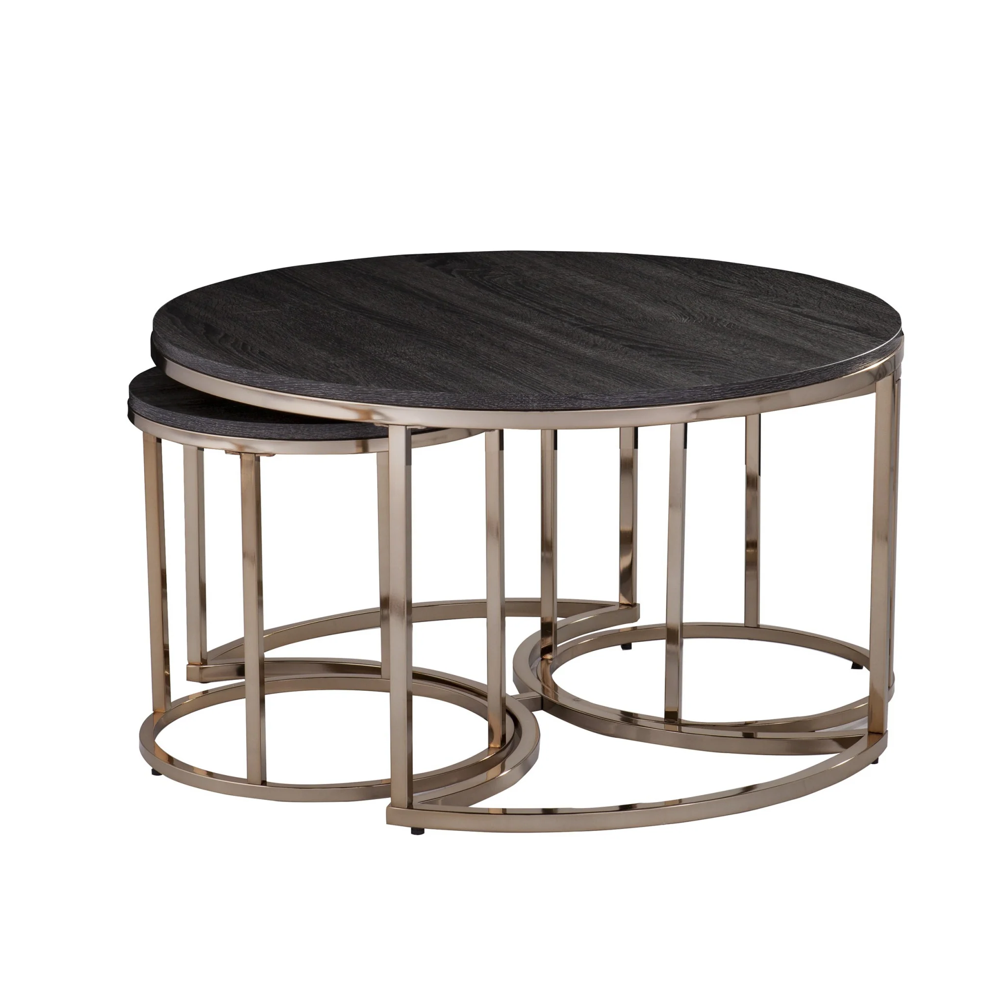 32" Champagne And Charcoal Manufactured Wood And Metal With Iron Round Coffee Table By Homeroots - Image 7
